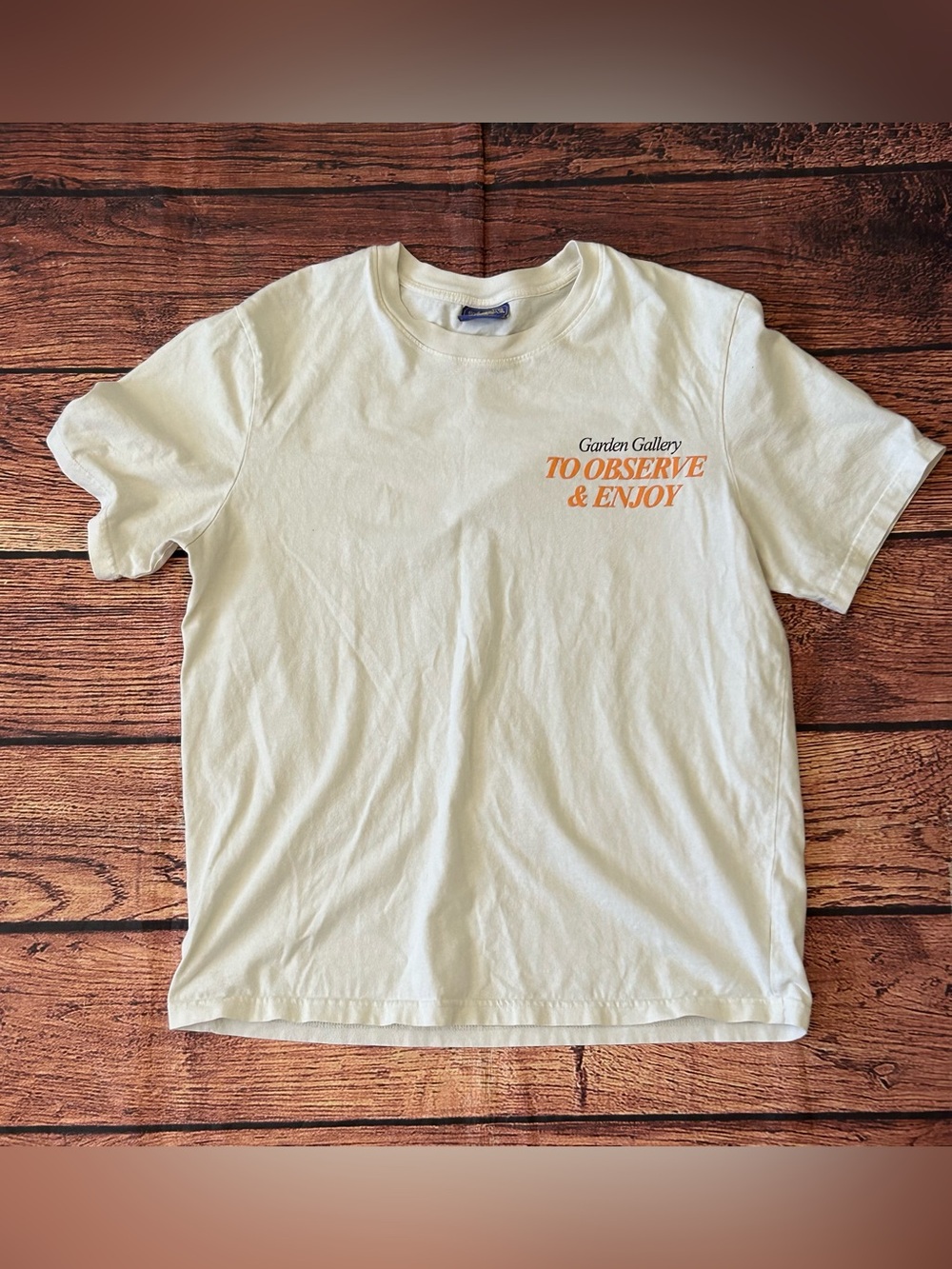 PacSun Cream Short-Sleeve Tee Garden Gallery Coney Island Picnic Size Large